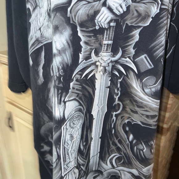 Vintage 2007 Gravestone Reaper Black & White Graphic All Over T Shirt Men’s 2X - Picture 3 of 12